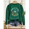 Women's Letter Print Long Sleeve English letter print, round neck, casual style, loose fit, autumn and winter T Shirt Fashionable vintage-style tops