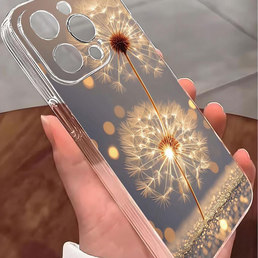 Dandelion Anti-Drop Transparent Case for iPhone 14/15/16/17 Pro Max Series