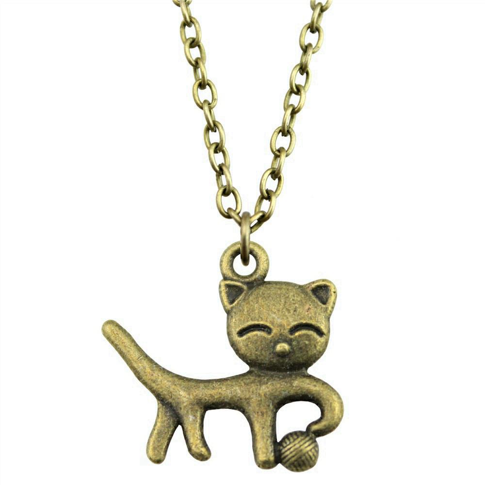 Cat Charm Necklace Cute Animal Pendant For Lovers Minimalist Pet Jewelry Gift 43cm Chain