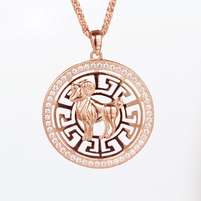 Pure Purple Gold Constellation Pendant Rose Gold Plated Color Gold Personalized Twelve Constellation Cards