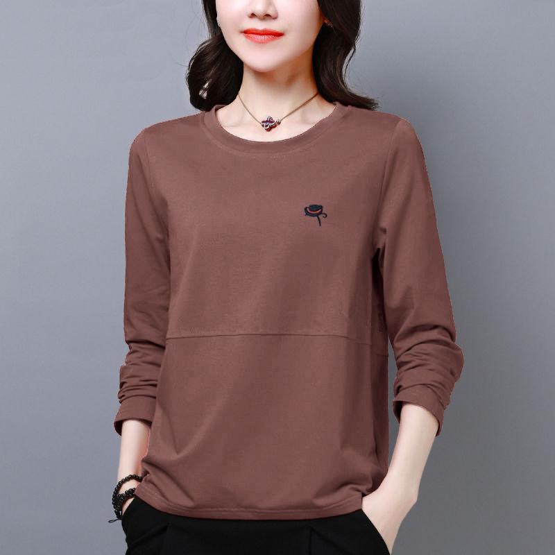 Female Autumn Daily T-shirt Long Sleeve Simple Slim Clothing