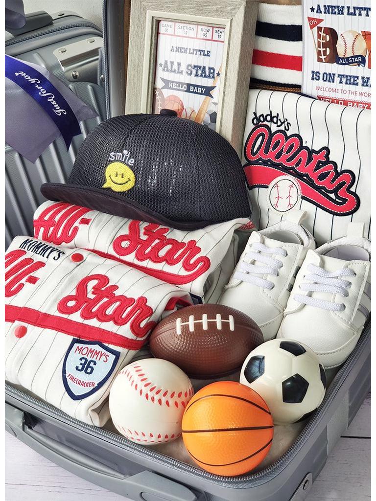 Baby Sports Gift Box: Pure Cotton Spring/Summer Clothing Set for Boys (0-1 Year), Suitcase Packed