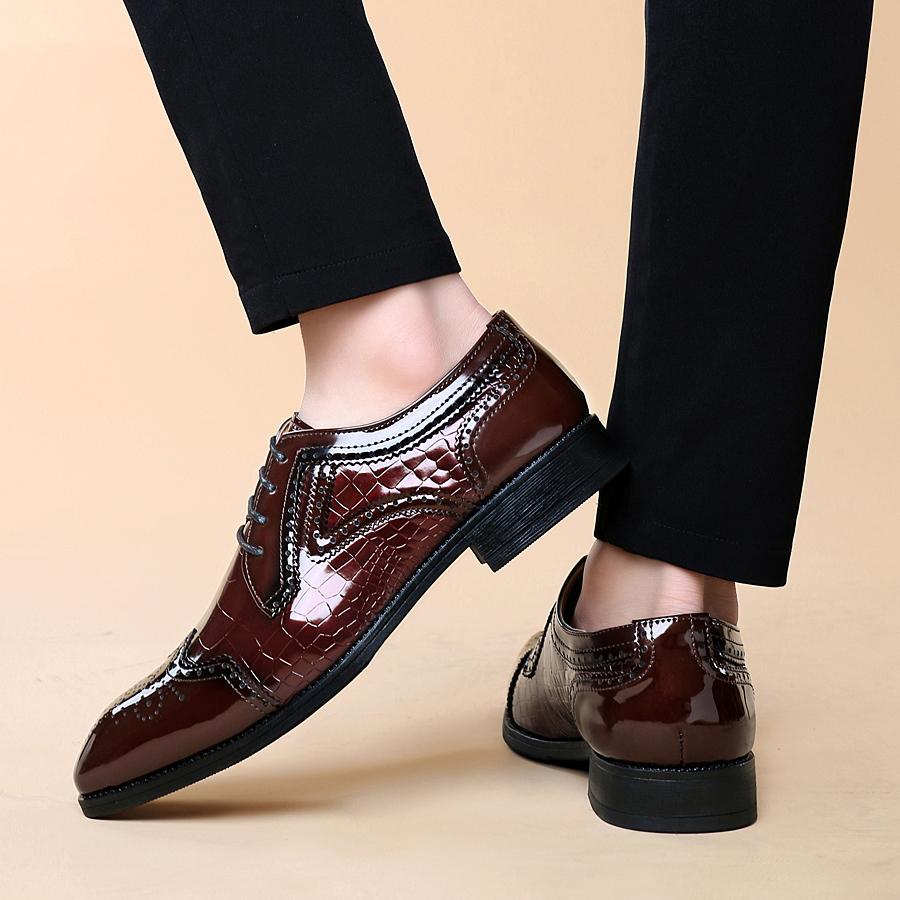 British Designer New Men's Brown Black Lace Up Brogues Oxford Shoes Male Luxury Formal Wedding Prom Dress Homecoming Footwear