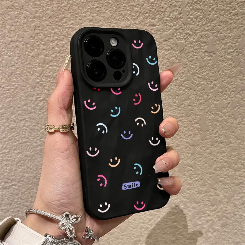 Color smiley face iPhone17promax mobile phone case is suitable for Apple 16promax pleats 14 personalities 15 sets