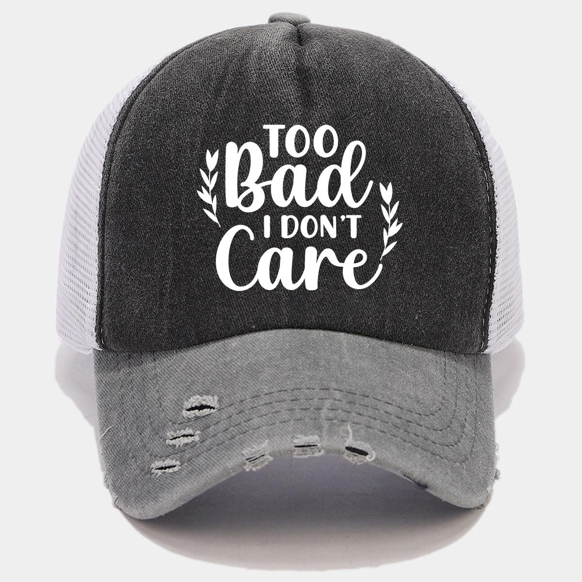 

Винтажная хлопковая кепка дальнобойщика с принтом «TOO BAD I DON T CARE», состаренная кепка для папы, бейсболка с загнутыми полями и регулируемым ремешком as the picture светло-серый