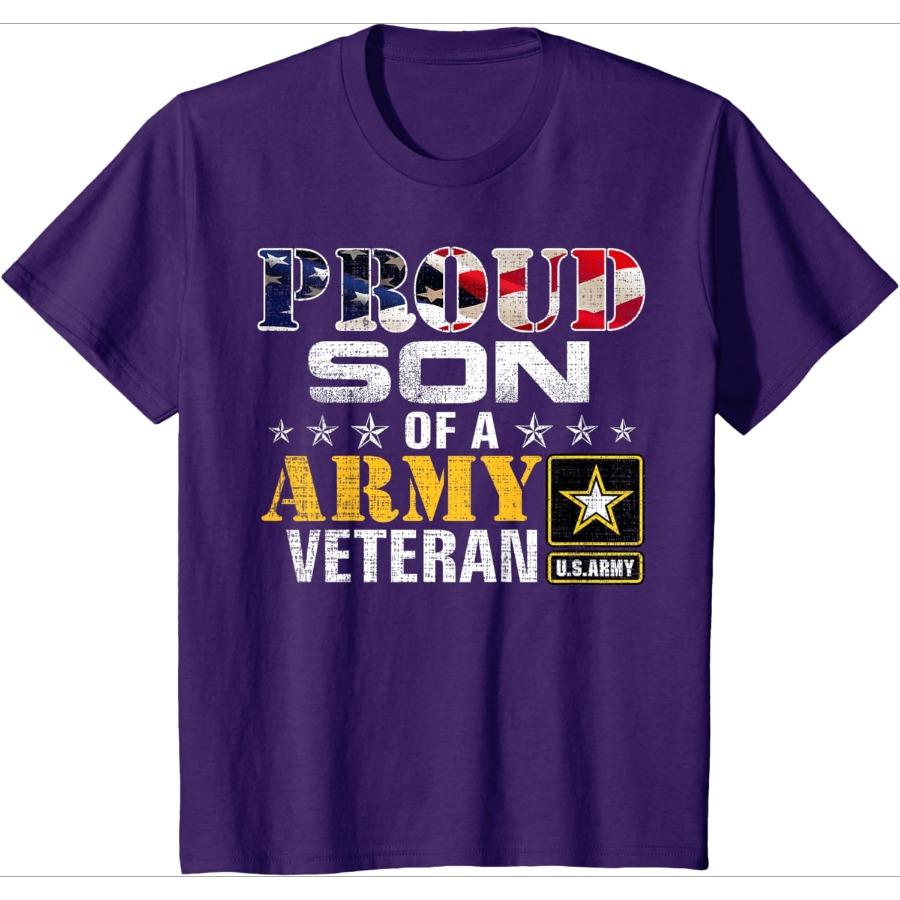 Proud Son Of A Army Veteran American Flag Military design100 cotton summer casual Oneck short sleeve printed mens Tshirt