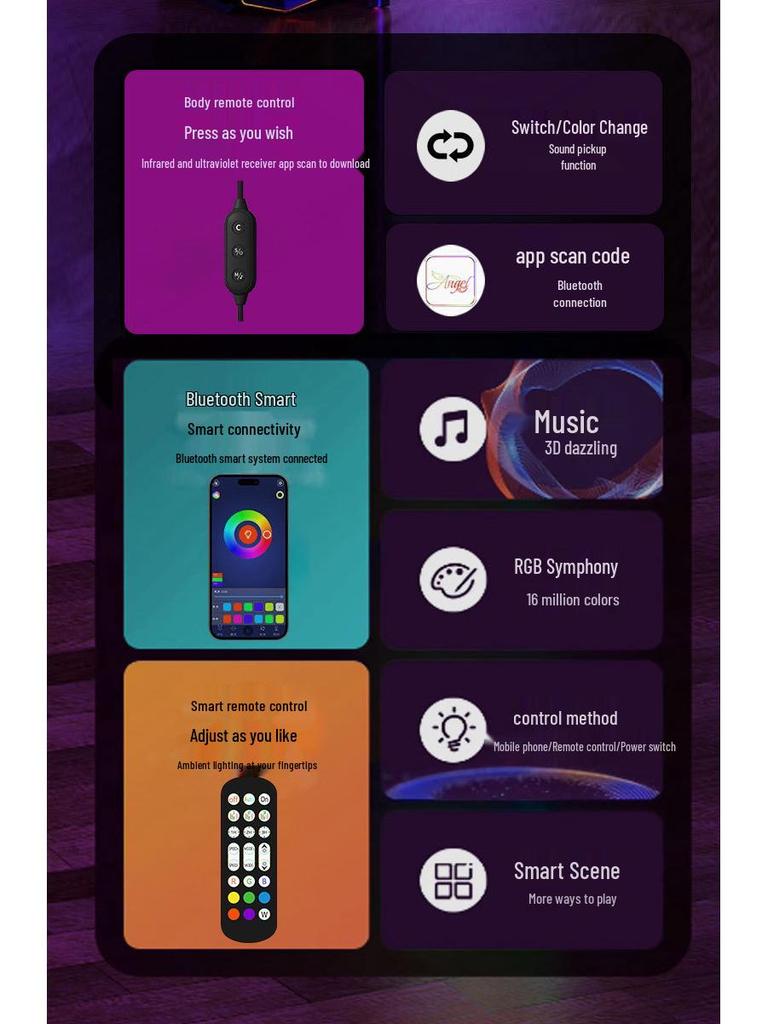 RGB Color-Changing Corner Atmosphere Lamp - DIY Splicing Floor & Bedroom Light