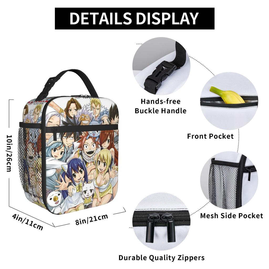 Fairys Tails Insulated Lunch Bags Cooler Bag Reusable,Meal Container Cartoon Large Tote Lunch Box Girl Boy Work Picnic