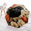 1pc Elegant Raven with Flowers Automatic Opening Folding Umbrella, Outdoor, Perfect Gift for Fans, Travelers, Everyday Use.R032