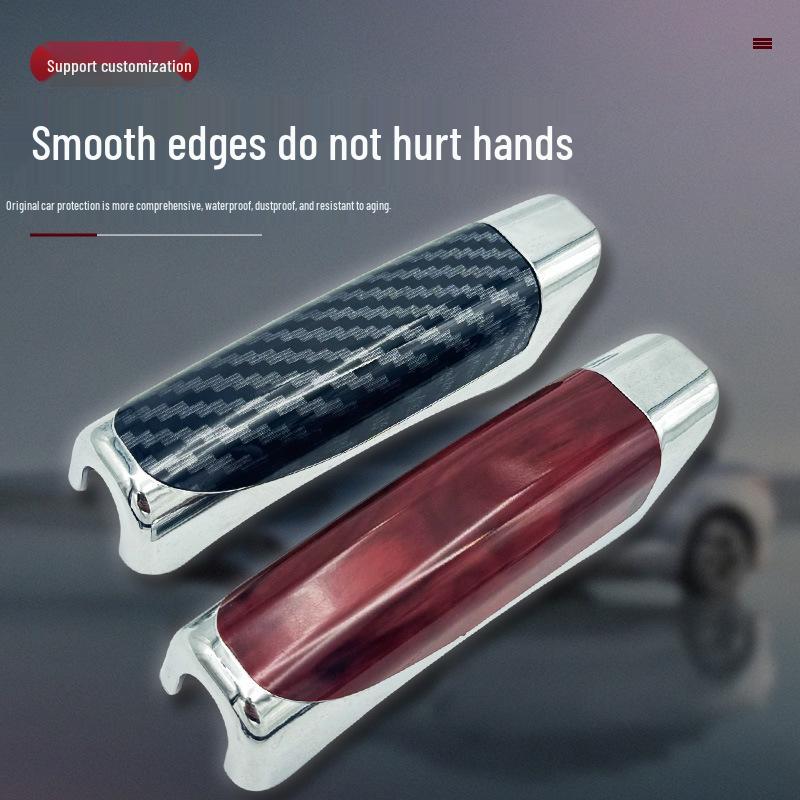 Carbon Fiber Peach Wood Handbrake Cover: Decorative Sleeve & Protector for Car Modifications
