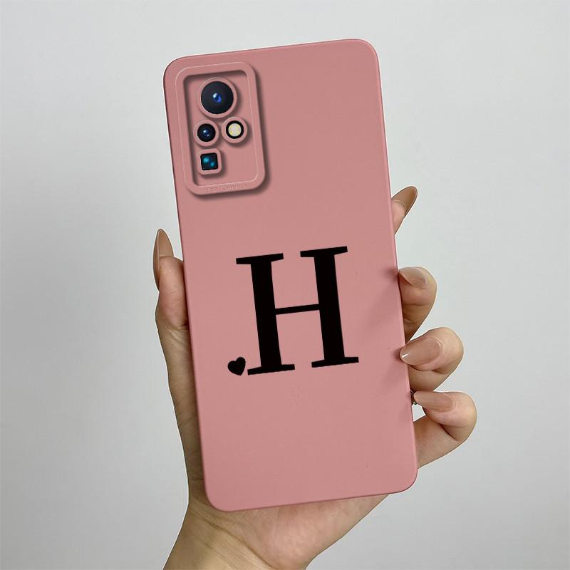 Case for Infinix Zero X Neo ZERO X Pro Phone Case Cute Initial Letters Square Liquid Silicone Shockproof Back Bumper Shell Cover