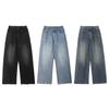 Autumn Straight Leg Jeans Men'S Washed Casual Trendy Brand High Street Design Sense, Rugged And Handsome Retro Pleated Floor Length Pants