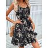 Summer New Style, Elegant, Sleeveless, Dress, Pullover, Printed, Elastic Waist, Camisole Short Skirt, Women's