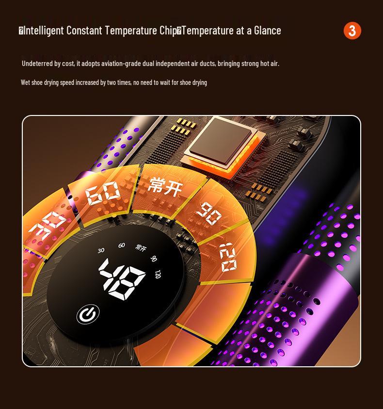 Compacte slimme schoenendroger met timer en opvouwbaar ontwerp