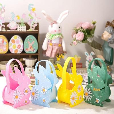 Süßigkeiten-Tragetasche Weicher Filz-Aufbewahrungskorb Ostergeschenktasche 3D-Hase Tasche zum Verschenken Ostereiersuche Osterparty