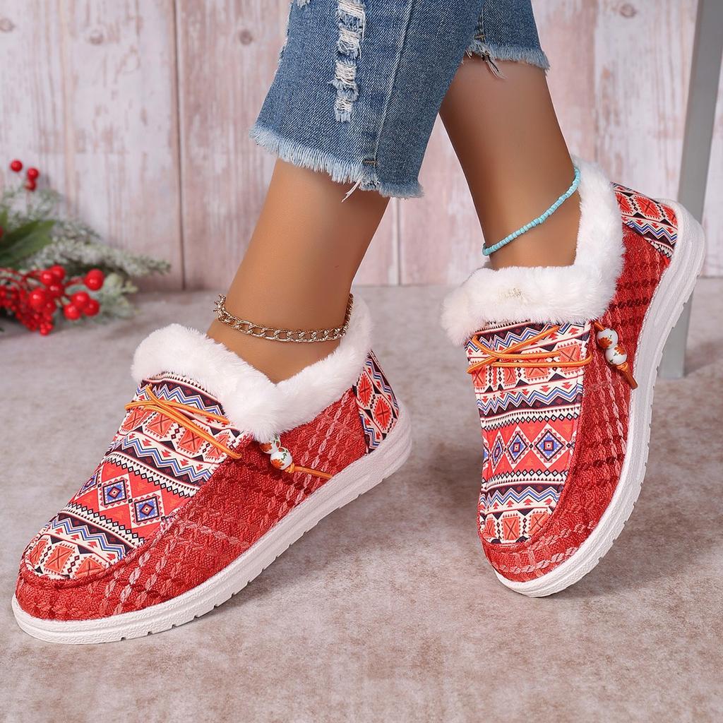 Plus-size autumn and winter new light-soled fleece warm and comfortable cotton shoeswomen's casual flat solid cotton shoes