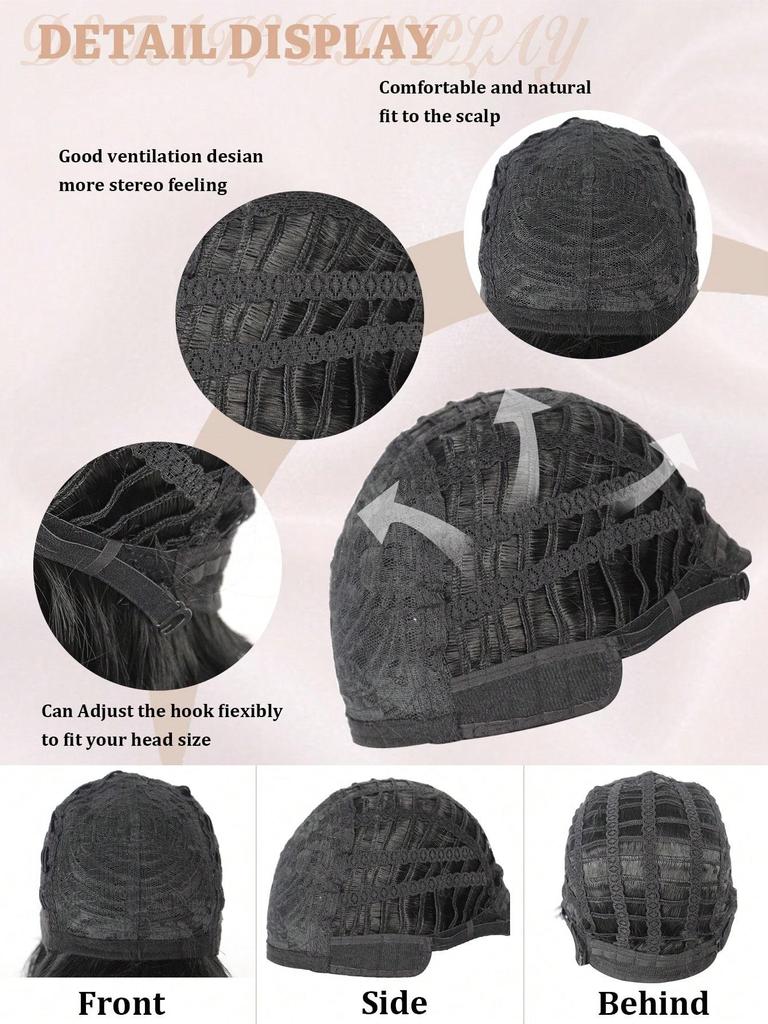 Synthetische, kurze, glatte Bob-Perücken mit hitzebeständigem Pony, schwarze Perücken für Frauen, tägliche Rollenspiel-Party-Perücken