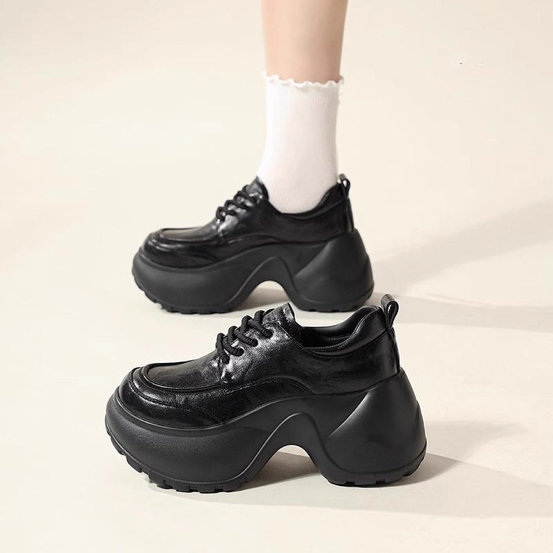 Spring and Autumn New British Style JK Small Leather Shoes Women Small Thick-soled Casual Muffin Women
