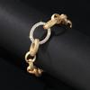 Punk Style Frosted S925 Sterling Silver 14k Gold Plated Paper Clip Ring Inlaid Moissanite Bracelet for Women's Birthday Gift