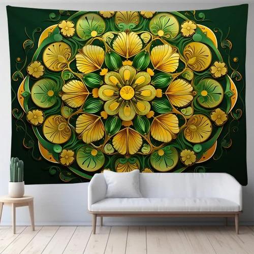 Mandala zielona sztuka tkanina wisząca sypialnia salon tkanina tło do druku dekoracja domu ściana salonu gobelin