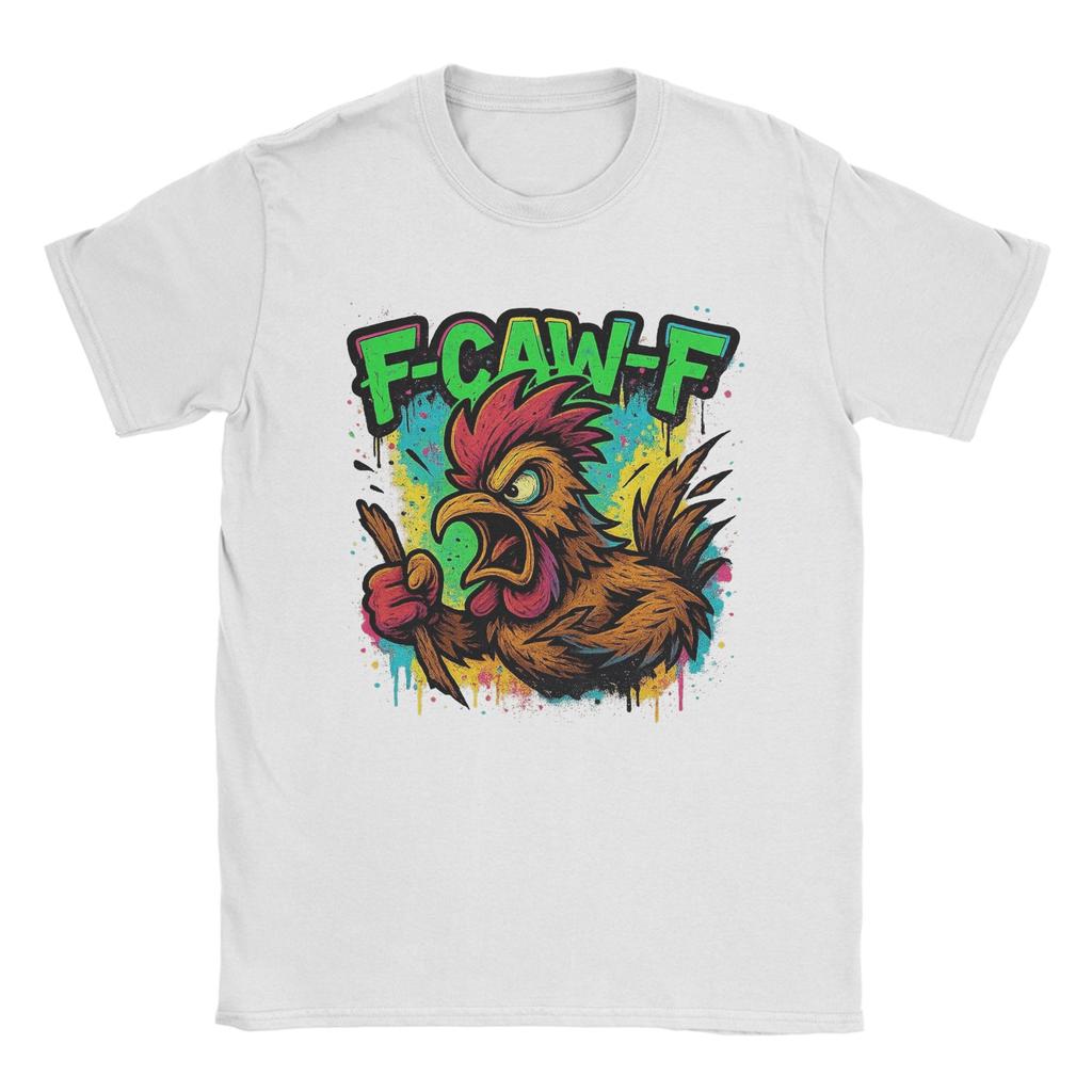 Vintage T-Shirt Strand Lustig F-CAW-F Hahn Meme Beliebte T-Shirts Baumwoll-T-Shirt für Paare Y2K Lässiger Print Kurzarm-Tops