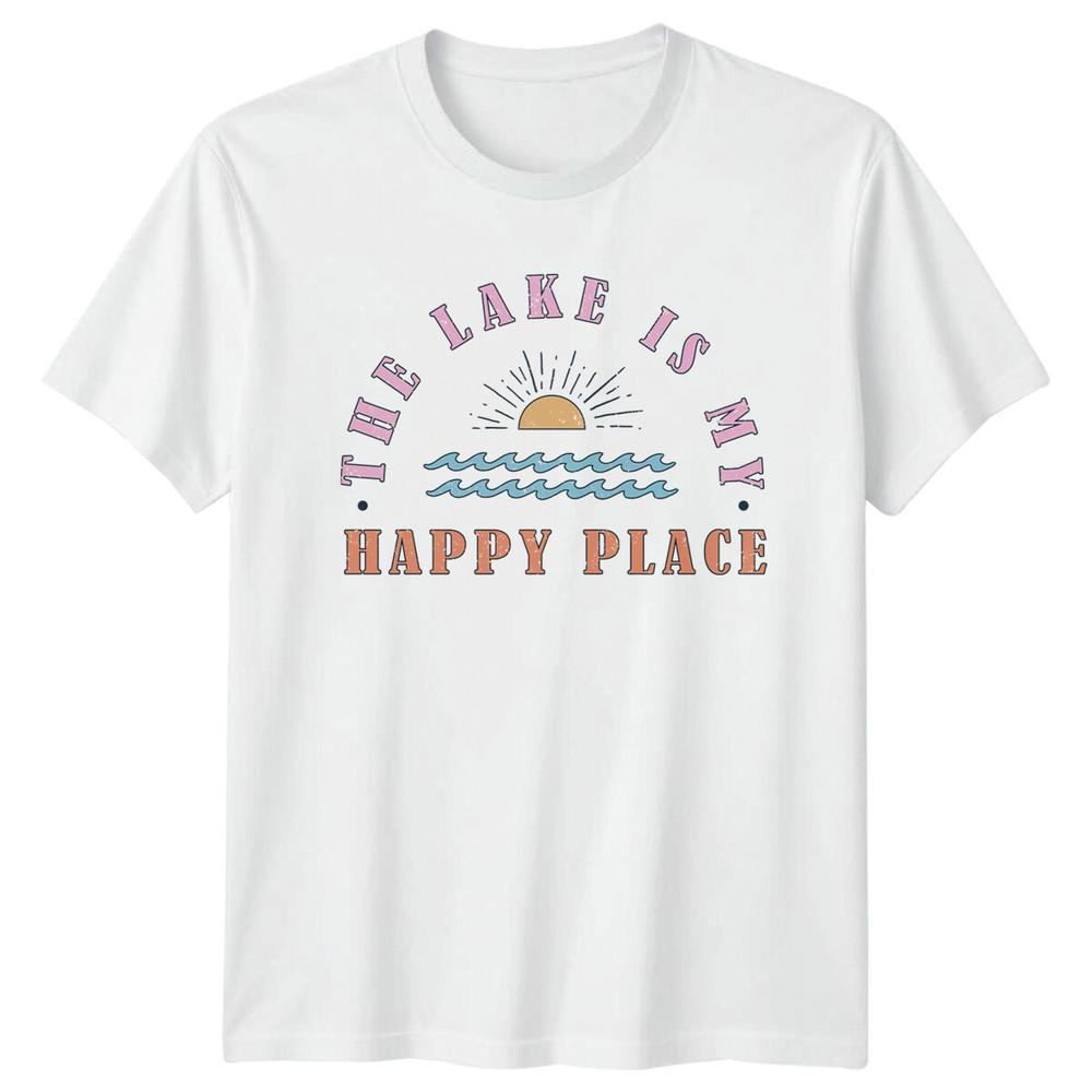 The Lake Is My Happy Place Nature Graphic Adult TShirt S