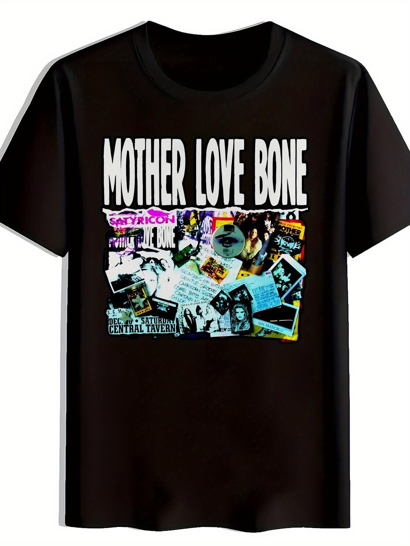 Rock Band Graphic T-shirt - Black Polyester Short Sleeve Tee with MOTHER LOVE BONE Print XXXL