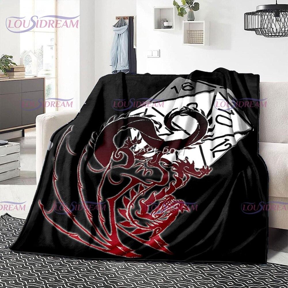 Buntes Geometrie-Muster, Klimaanlage, Flanelldecke, Bürozimmer, warm und bequem, Sofa, D20, Würfel-bedruckte Decke, Geschenk