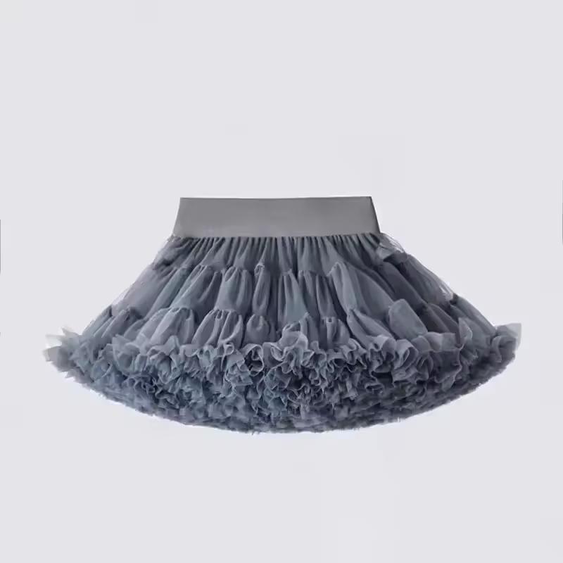Lace Skirt Girls Fluffy Chiffon Pettiskirt Solid Colors Tutu Skirts Girl Dance Skirt Christmas Tulle Petticoat Tulle