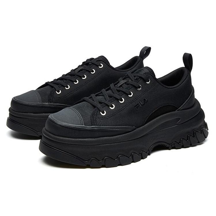 FILA Lava Canvas Sports Slip Resistant, Abrasion Resistant, Height Increasing Low top Casual Shoes Women's Black F12W124155FBK