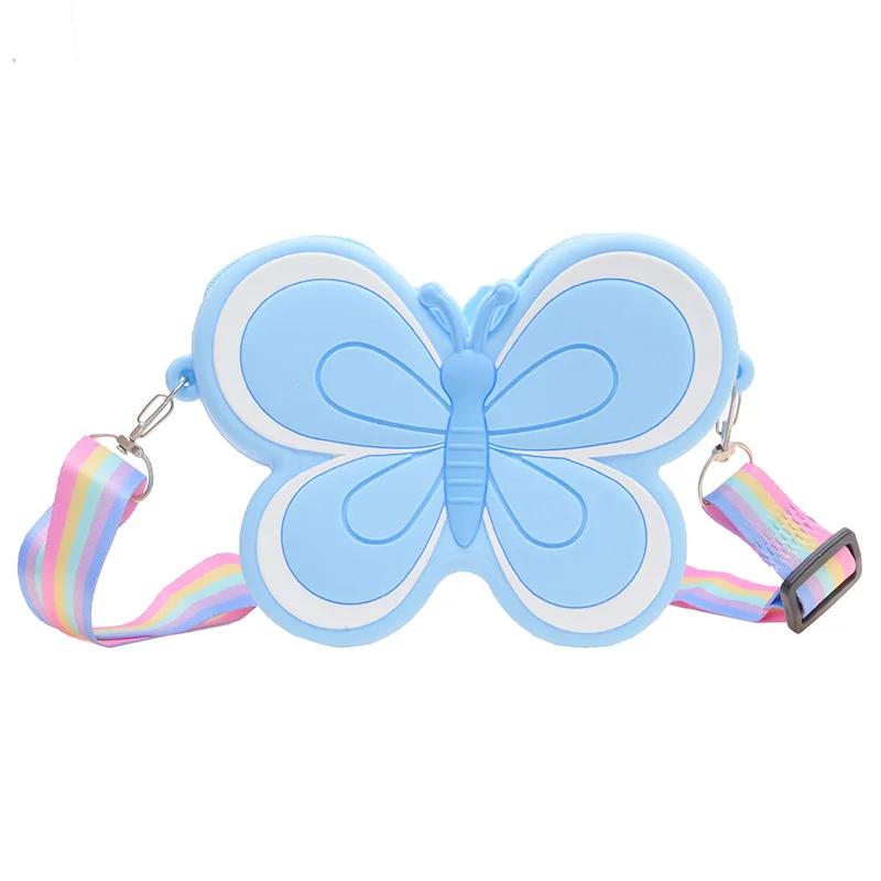 Children's Silicone Bag Cute Butterfly Single-shoulder Bag Girls' Candy-colored Bow Cross-shoulder Bag Kids Small Coin Purse New