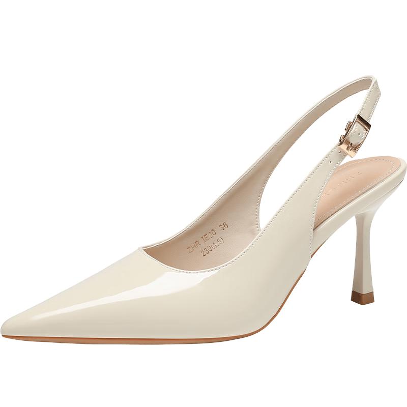ZHR Women s Pointed Toe High Heels with Buckle EU 37 бежевый