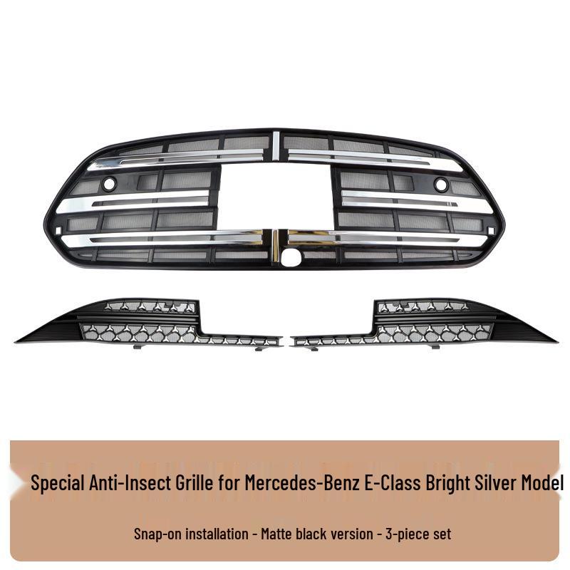 Mercedes-Benz E-Class Front Grille Protective Cover: Anti-Insect, Willow Catkins-Resistant, Clip-On.