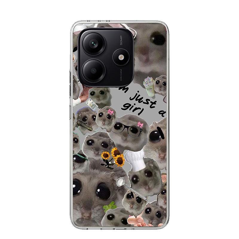 Funny Sad Hamster Meme Phone Case For Xiaomi Redmi Note 15 14 13 12S 12 Pro Plus 11S 11E 11 11T 10S 10 Art Soft Pattern Cover Re