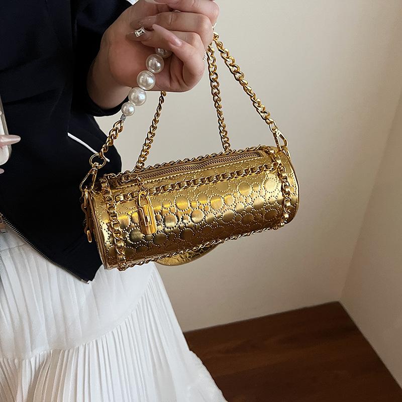 Personalized Cylindrical Small Bag Spring 2025 New European and American Fashion Niche Shoulder Bag Xiaoxiangfeng Women's Messenger Bag