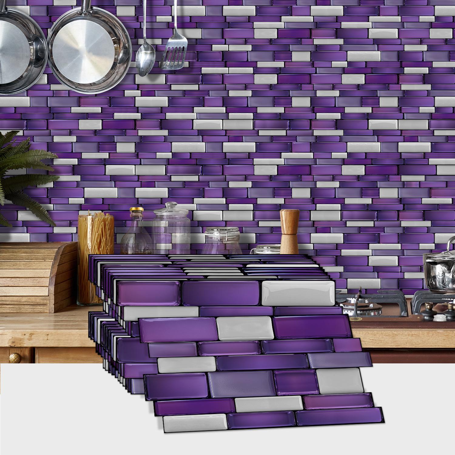 

Crystal Mosaic Pvc Self-Adhesive Wall Sticker, Home Oil-Proof And Waterproof Tile Sticker Self-Adhesive Wallpaper 12 pieces