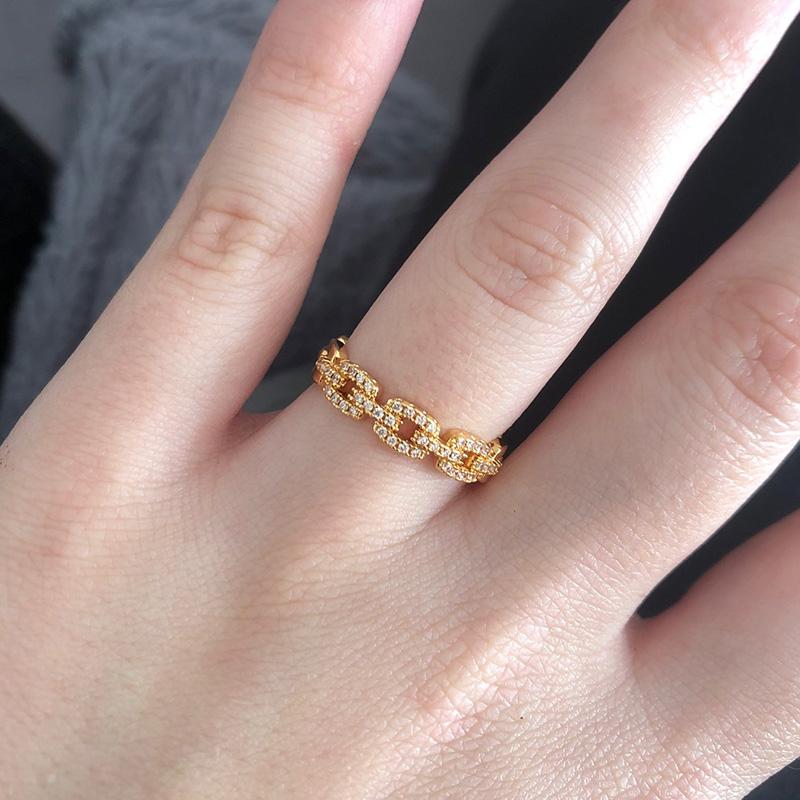 Dainty Minimalist Stacking Ring For Women Trend Cubic Zircon Gold Color Crystal Finger Accessories for Female Jewelry Gift R737