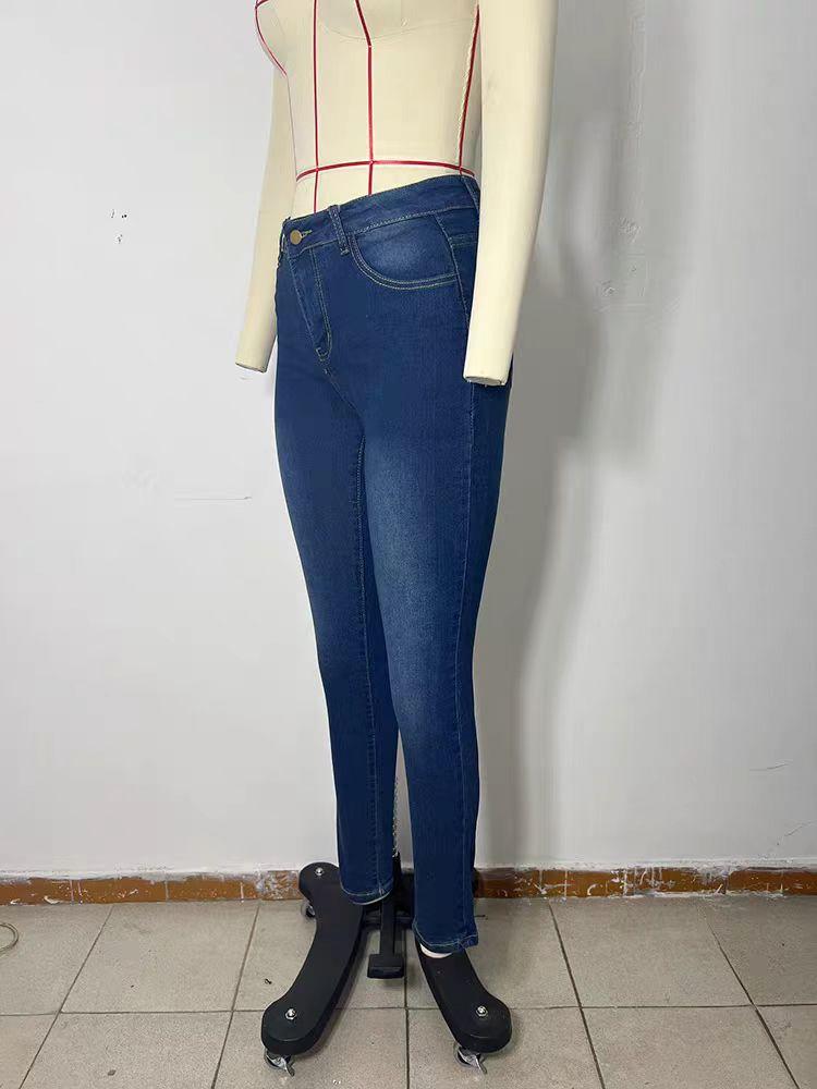 Letnie Retro Casual Dżinsy z Wysokim Stanem Kobiety Vintage Guziki Kieszenie Denim Spodnie Ołówkowe Moda Damska Szykowna Slim Streetwear Prane Spodnie