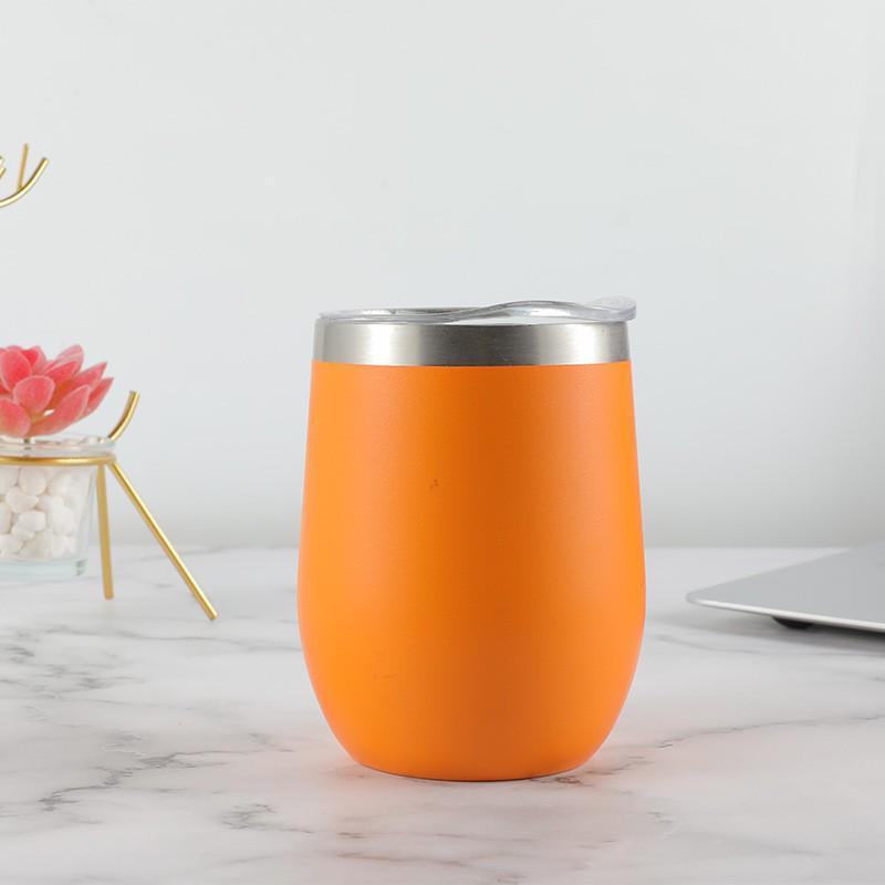 Tazza termica in acciaio inossidabile 304, Bicchiere da vino a doppia parete a forma di uovo da 12 oz, Mantiene le bevande calde o fredde.