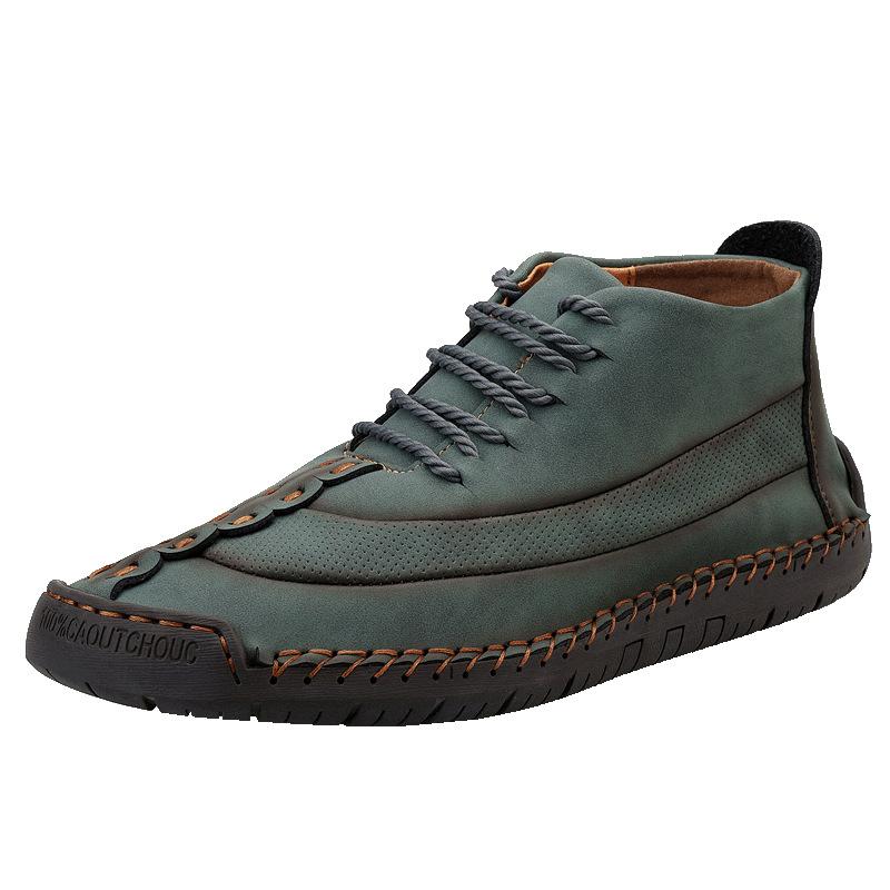 

2025 large size shoes winter new business casual shoes men s low-top breathable sewn shoes flat shoes men s shoes 38 зелений
