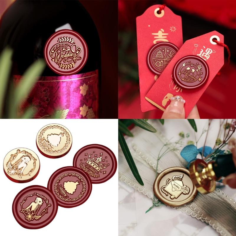 Wytłaczana pieczęć pieczęci woskowej główka mosiężna pieczęć pieczęci woskowej główka pieczęci woskowej wymienna do pieczętowania kopert kartki z życzeniami