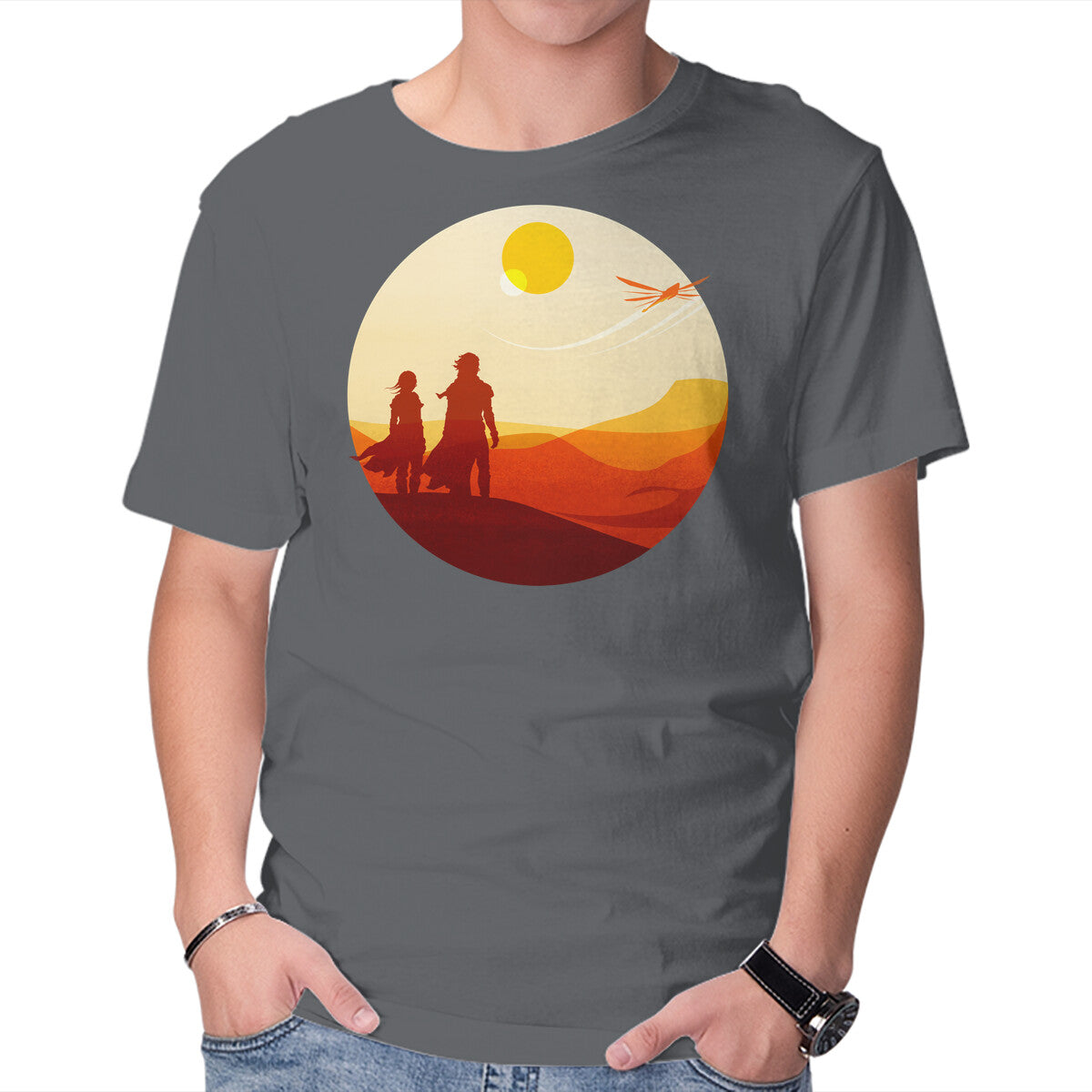 Unisex Crew Neck T-Shirt Into The Desert Graphic Short Sleeve Casual Tee XL