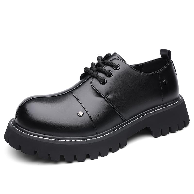 Thick Bottom Men's Leather Casual Shoes Soft Soles Sneakers Comfortable Simple Oxford Shoes Versatile Male Formal Dress Footwear