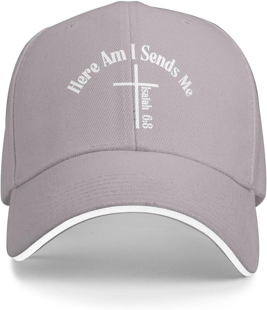 Hier bin ich Sendet mich Jesaja 68 Kreuz Grafik Trucker Cap Verstellbare Polyester Baseballkappe für Männer Frauen