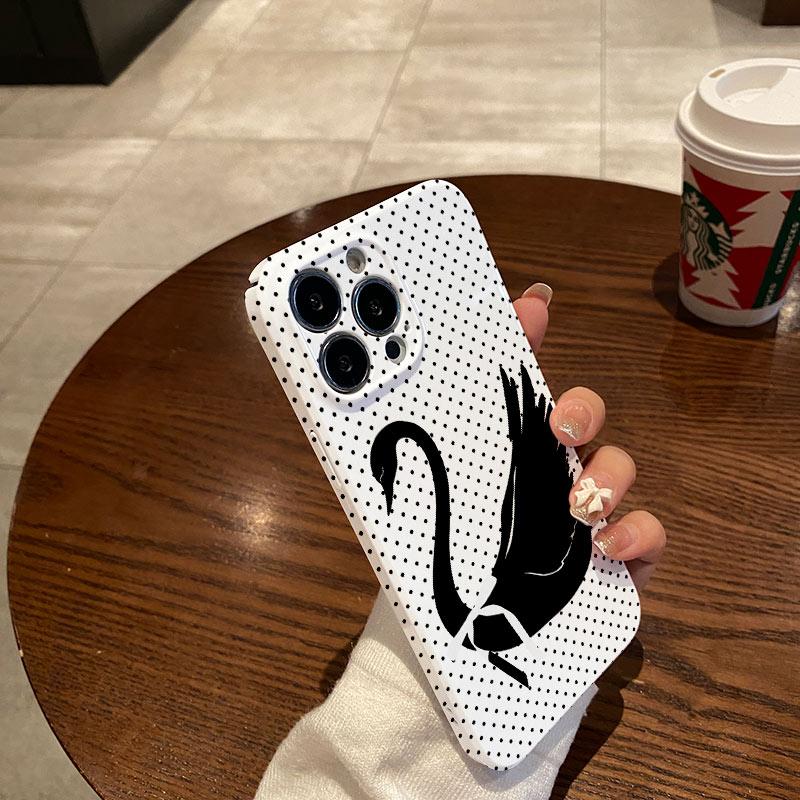 Luxury Clmj white swan Dots Phone Case for Samsung Galaxy S20 S21 S22 S23 S24 S25 FE Plus Note20 Ultra 4G 5G Glossy Film Hard PC