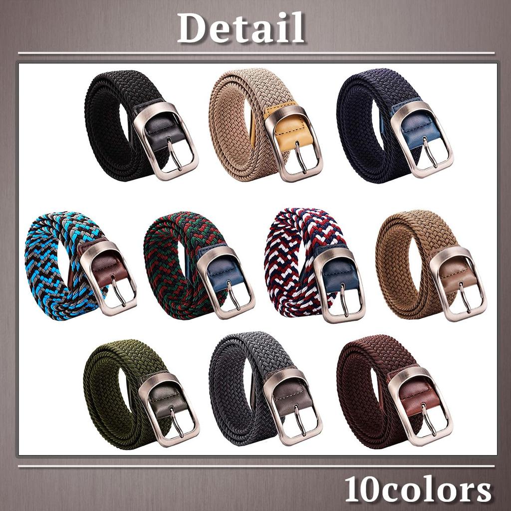 [One Limitation] Belt, Braided, Elastic, Colorful, Cool, Casual, One Size Fits All, Men's BP090 (Black)