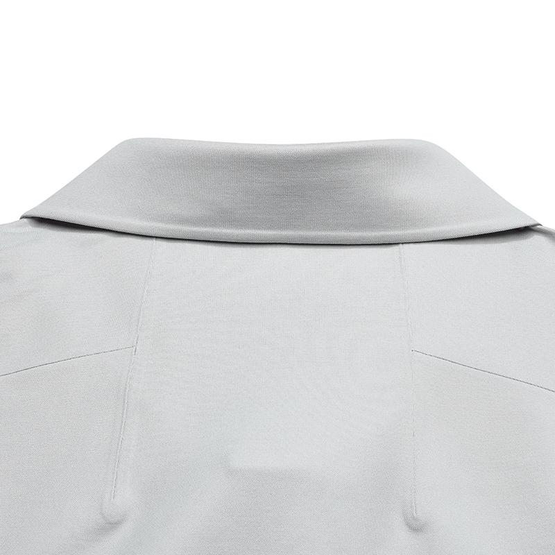 FILA Blue Fashion Simple Quality Casual Business Solid Color Versatile Gentleman Knitted Long Sleeve Polo Shirt Men tops Void-Gray F11M612211FGY