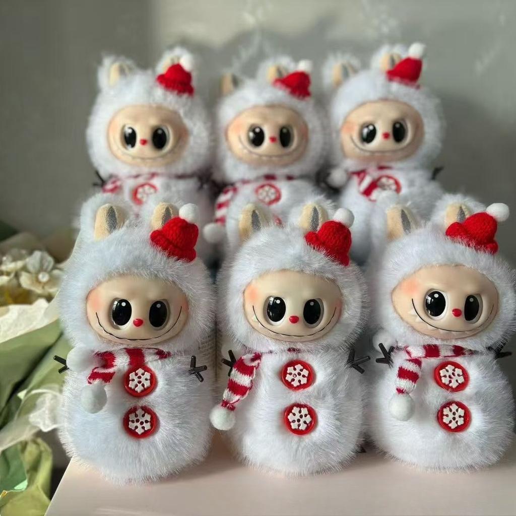 Snowman New Year's Change Baby Labubu Macaron Party Plush Doll Motherland Version Pendant Doll Tide