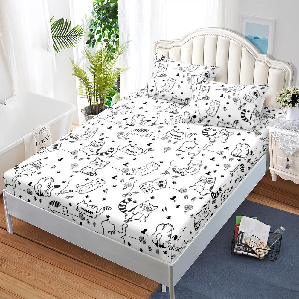 Mattress, Mattress Cover, Three-Piece Mattress Protective Cover, Fully Surrounded, Animals, Cats, Extremely Windy