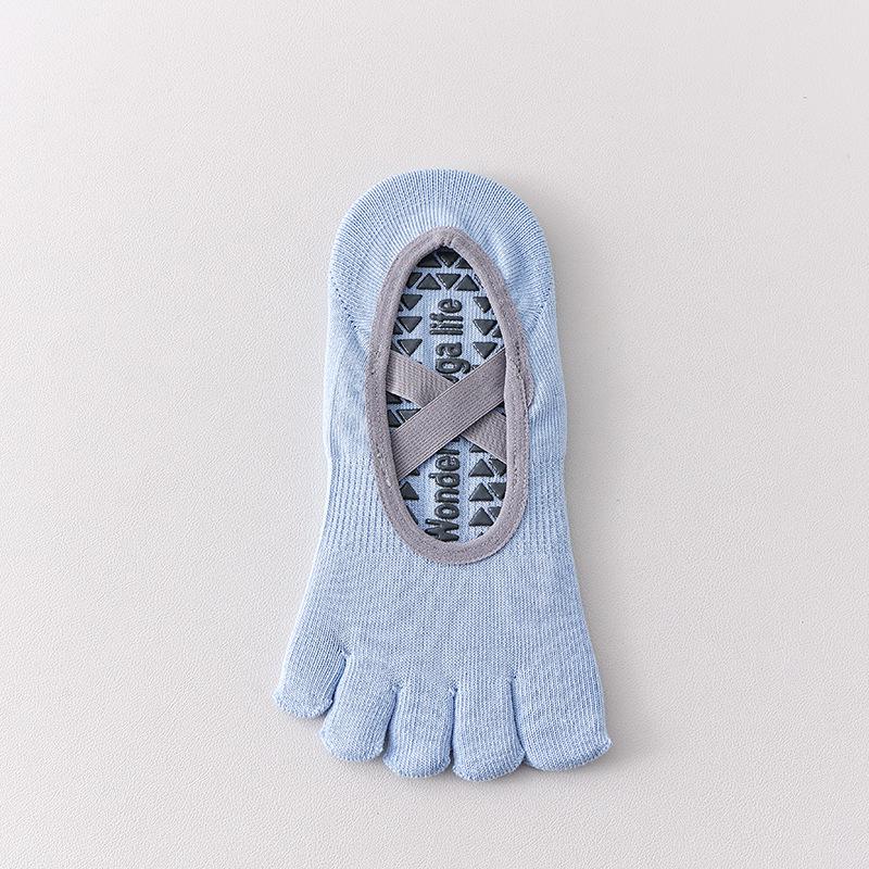 Female Summer Professional Indoor Fitness Exercise Yoga Pilates Cotton Non Slip Shock Absorption Five Finger Socks